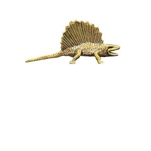 Brass Dimetrodon Dinosaur Figurine Small Sailback Reptile Metal Statue